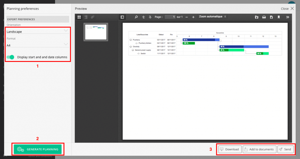 Planning export