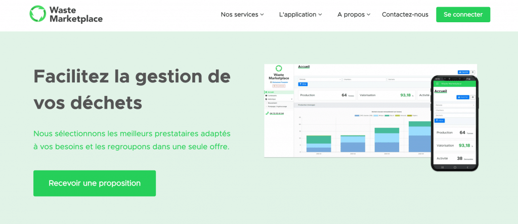 capture écran site web Waste Market place gestion des déchets