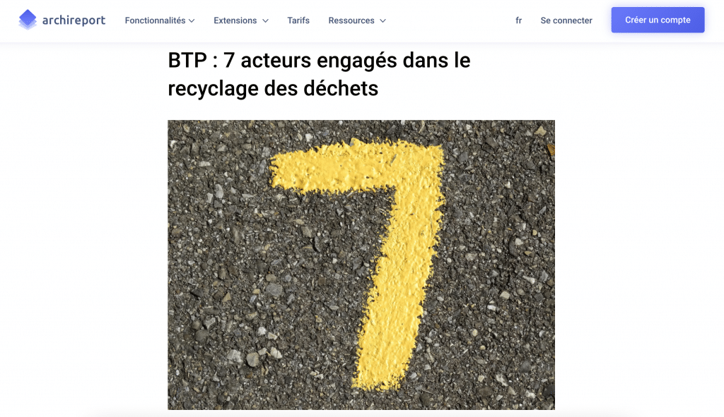 capture d'écran d'un article d'Archireport